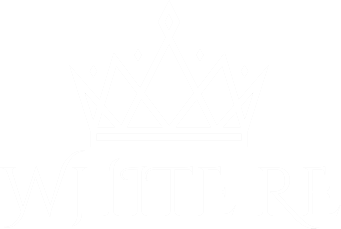 White RE — logo con corona